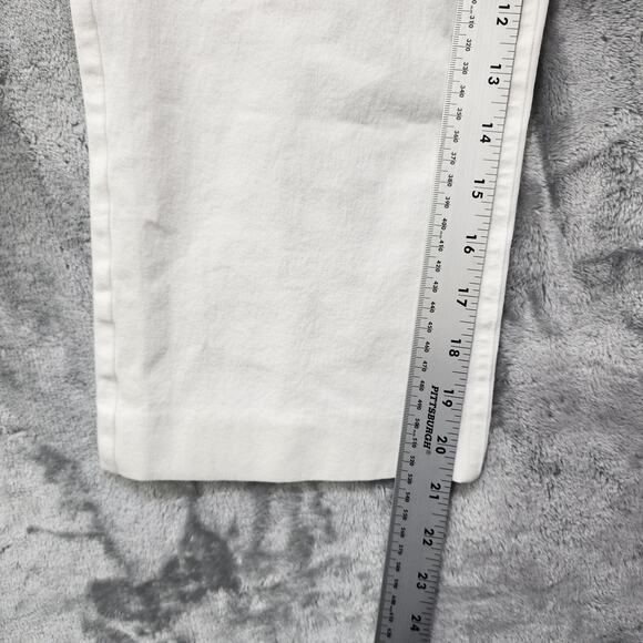 Alfani Pants Womens 14 White Stretch Cotton Mid Rise Capri Double Button Casual - Picture 9 of 11